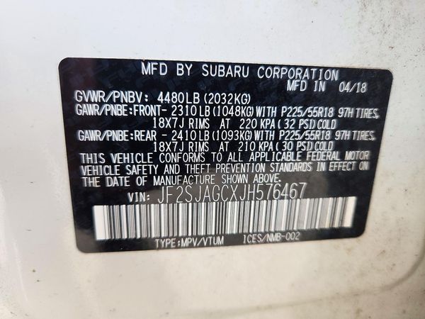 2018 SUBARU FORESTER — VINS