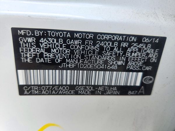 2014 LEXUS IS 250 — VINS