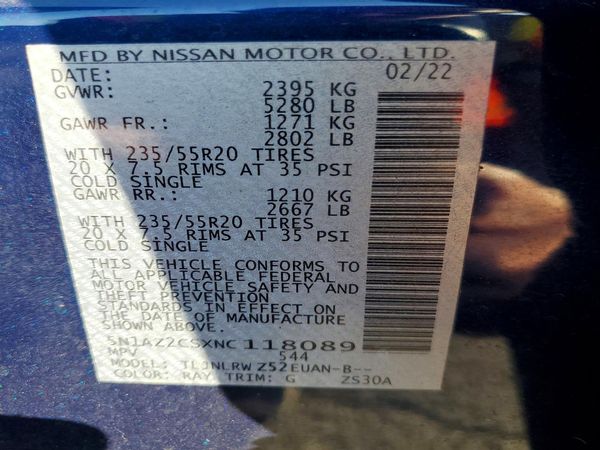 2022 NISSAN MURANO SL — VINS
