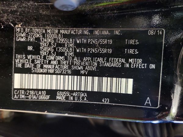 2015 TOYOTA HIGHLANDER Base/Hybrid — VINS