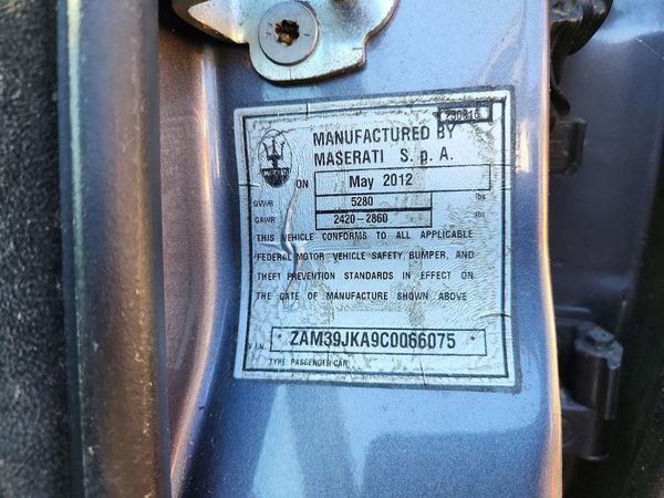 2012 MASERATI QUATTROPOR Standard and Sport GT — VINS