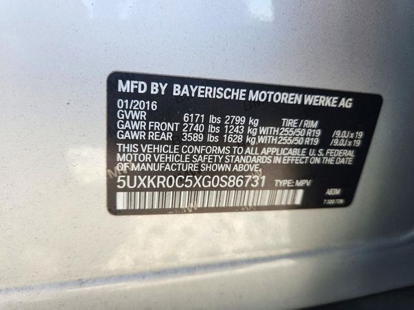 2016 BMW X5 xDrive35i — VINS