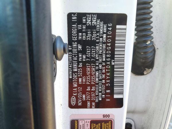 2013 KIA SORENTO Base / LX — VINS