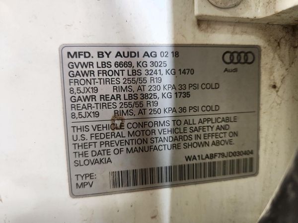2018 AUDI Q7 quattro Premium Plus — VINS