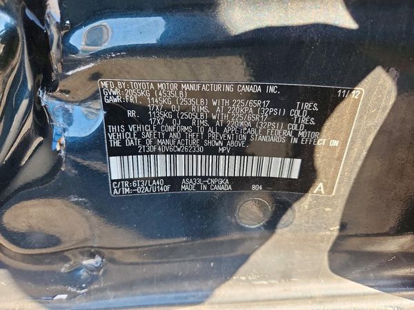 2012 TOYOTA RAV4 High — VINS