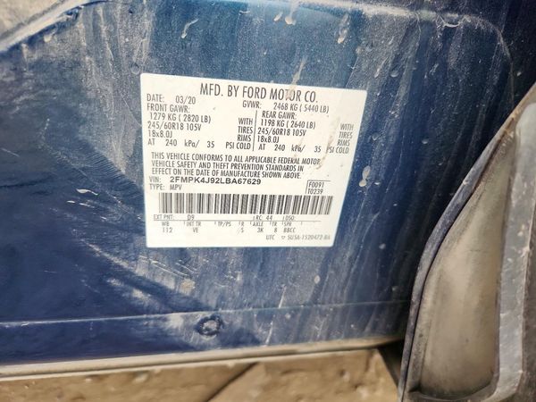 2020 FORD EDGE SEL — VINS