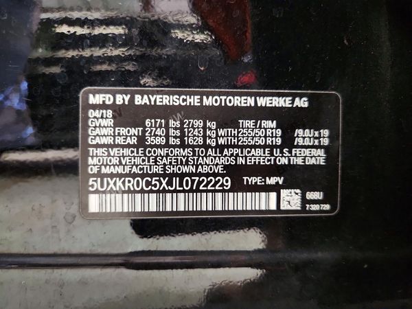 2018 BMW X5 xDrive35i — VINS