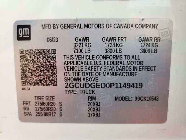 2023 CHEVROLET SILVERADO LTZ — VINS