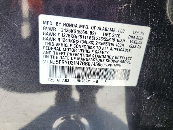 2016 ACURA MDX Tech — VINS