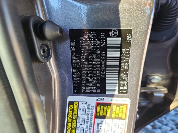 2019 TOYOTA CAMRY SOLA SE/XLE Hybrid — VINS