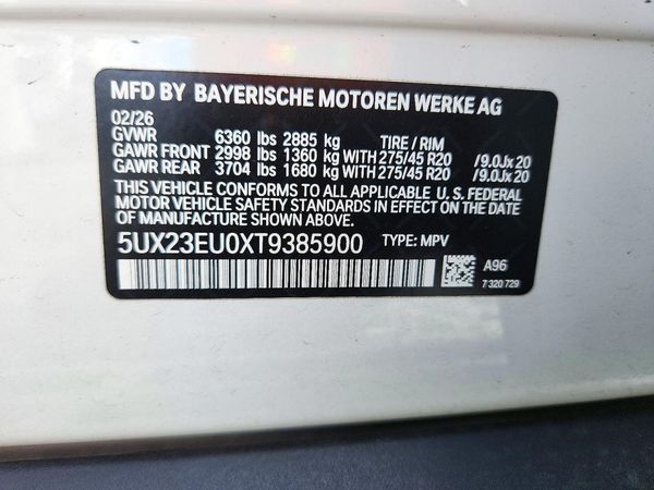 2026 BMW X5 xDrive40 — VINS