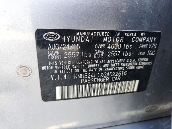 2016 HYUNDAI SONATA GL (Middle-Low) — VINS