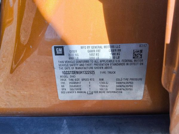 2017 CHEVROLET COLORADO Z71 — VINS