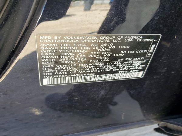 2021 VOLKSWAGEN ATLAS — VINS