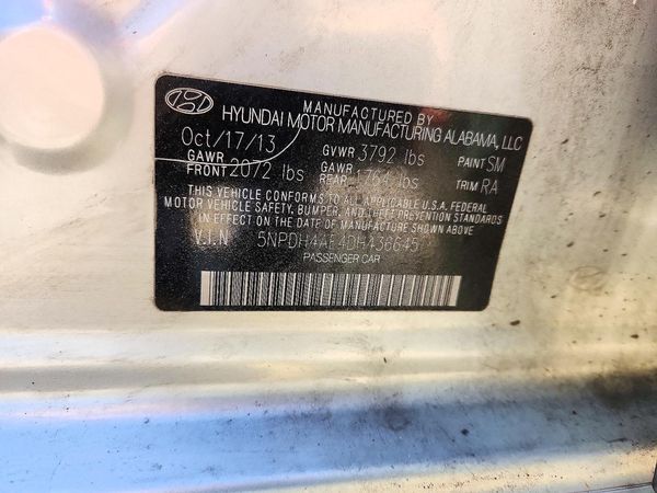 2013 HYUNDAI ELANTRA — VINS