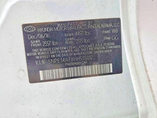 2017 HYUNDAI SONATA — VINS