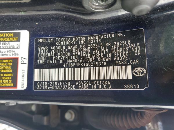 2016 TOYOTA CAMRY