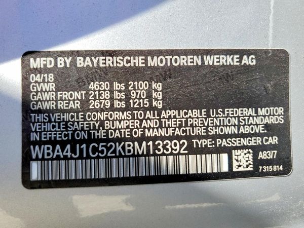 2019 BMW 430I Gran Coupe