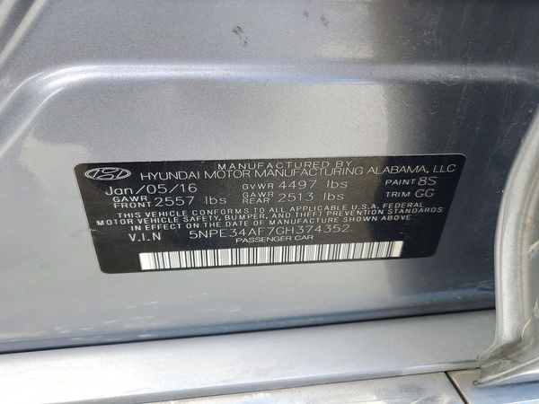2016 HYUNDAI SONATA — VINS
