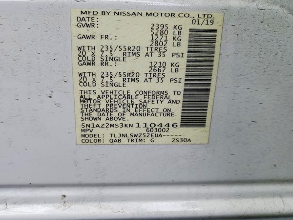 2019 NISSAN MURANO — VINS