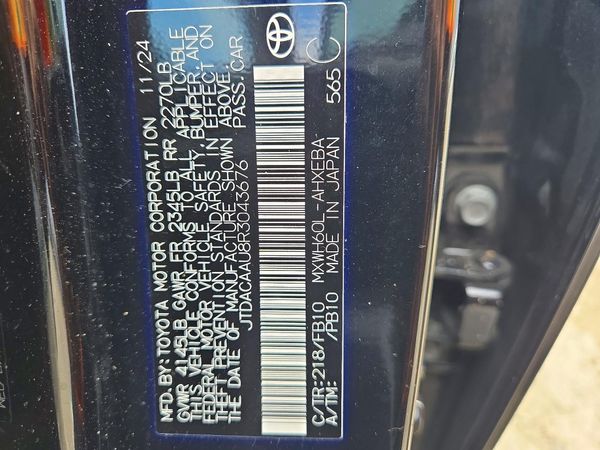 2024 TOYOTA PRIUS — VINS