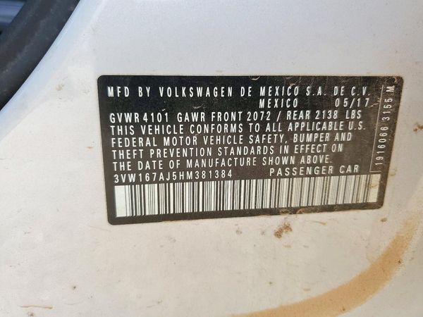 2017 VOLKSWAGEN JETTA S — VINS