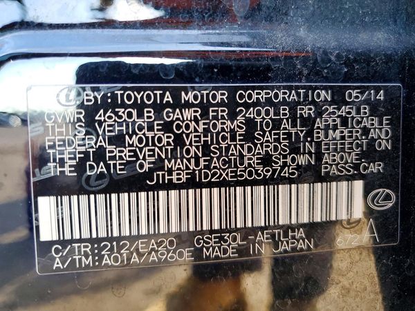 2014 LEXUS IS 250 — VINS