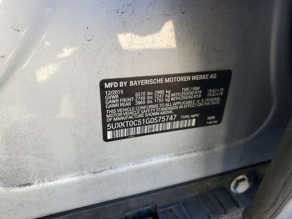2016 BMW X5 xDrive40e — VINS