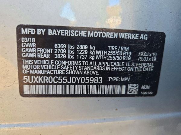 2018 BMW X5 xDrive35i — VINS