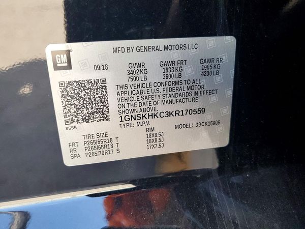 2019 CHEVROLET SUBURBAN LT — VINS