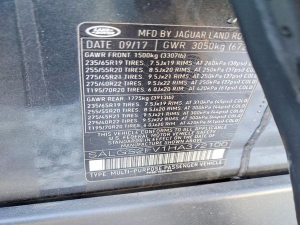 2017 LAND ROVER RANGEROVER HSE — VINS