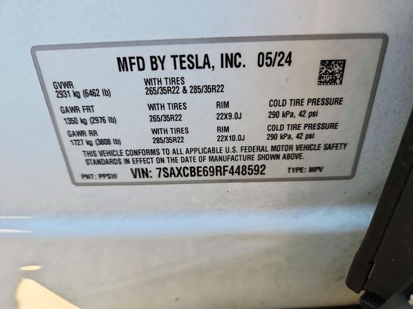 2024 TESLA MODEL X — VINS