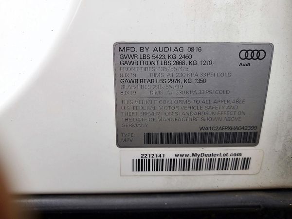 2017 AUDI Q5 quattro Premium — VINS