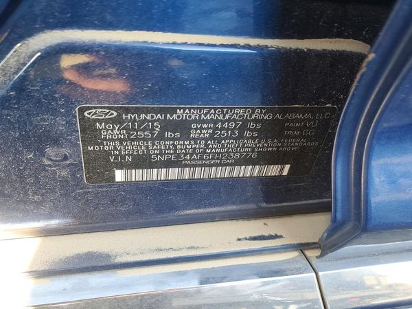 2015 HYUNDAI SONATA — VINS