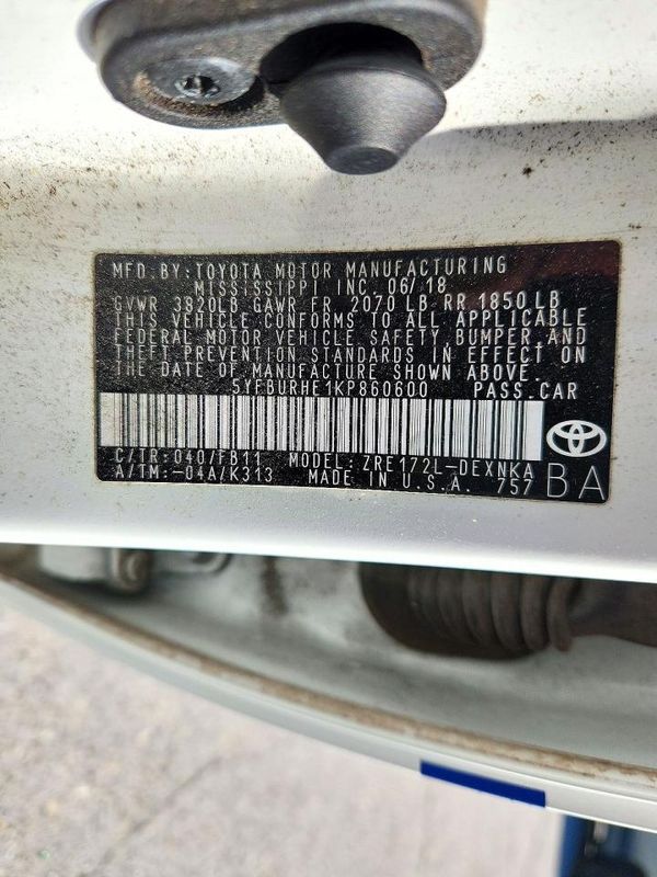 2019 TOYOTA COROLLA L/LE/SE/XLE/XSE — VINS