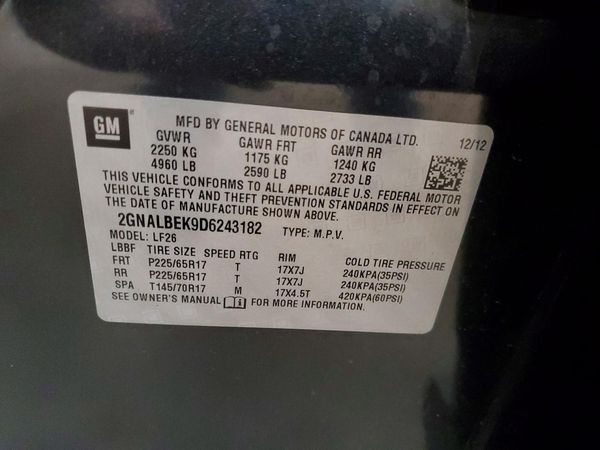 2013 CHEVROLET EQUINOX LS — VINS
