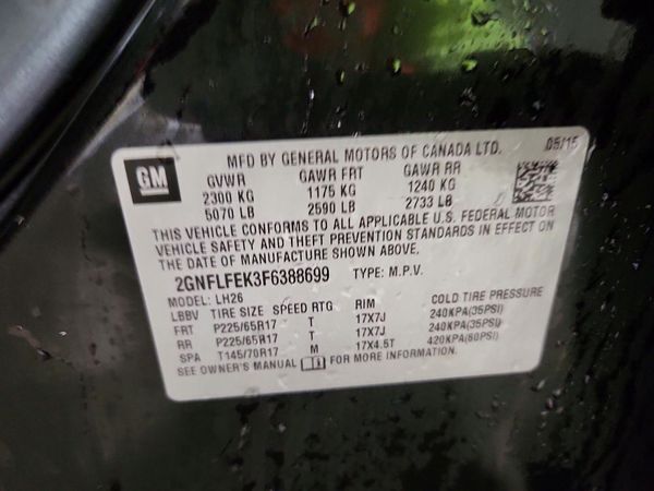 2015 CHEVROLET EQUINOX 1LT — VINS
