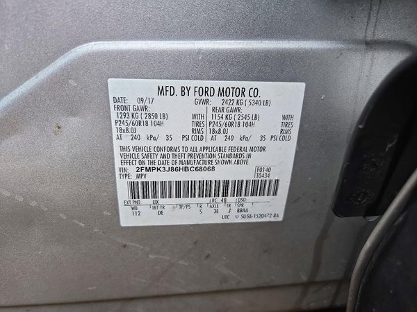 2017 FORD EDGE SEL — VINS