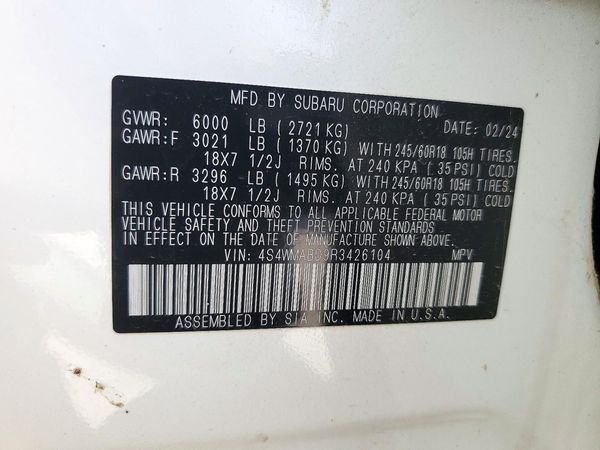 2024 SUBARU ASCENT PREMIUM 8 — VINS