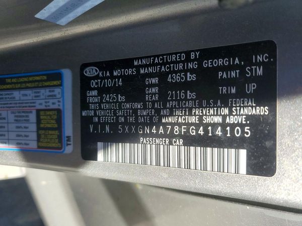 2015 KIA OPTIMA — VINS