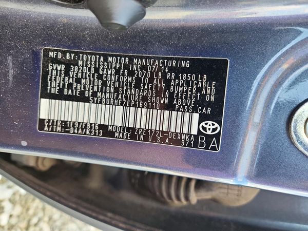 2014 TOYOTA COROLLA L/LE — VINS