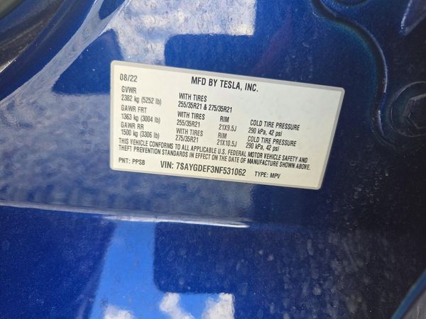 2022 TESLA MODEL Y — VINS
