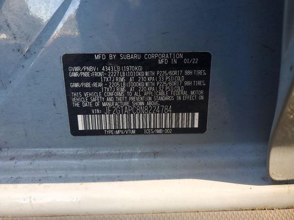 2022 SUBARU CROSSTREK Premium — VINS