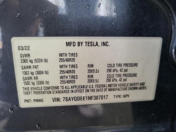 2022 TESLA MODEL Y