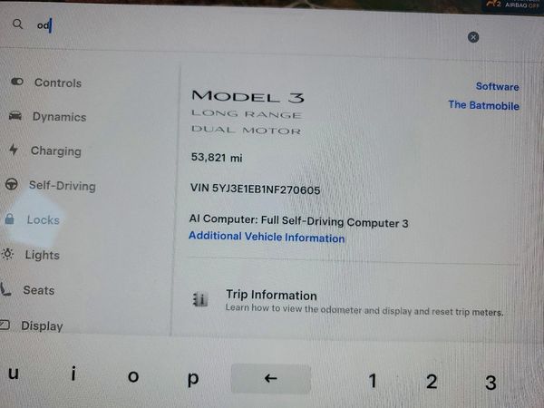 2022 TESLA MDL 3 — ODOM