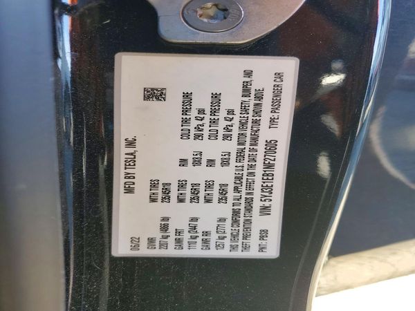 2022 TESLA MDL 3 — VINS