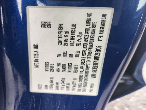 2022 TESLA MODEL 3 — VINS
