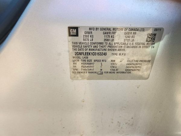 2012 CHEVROLET EQUINOX 1LT — VINS