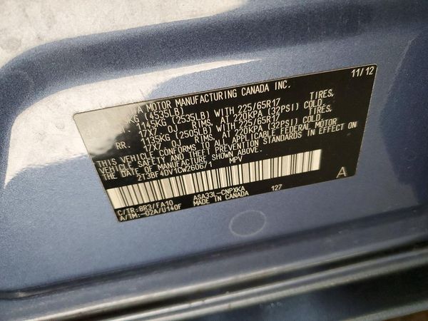 2012 TOYOTA RAV4 Standard — VINS