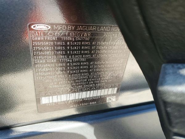 2019 LAND ROVER RANGE ROVER Supercharged LWB — VINS